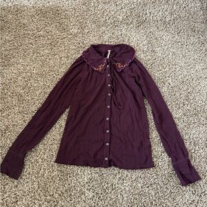 Free People Purple Button Down Shirt